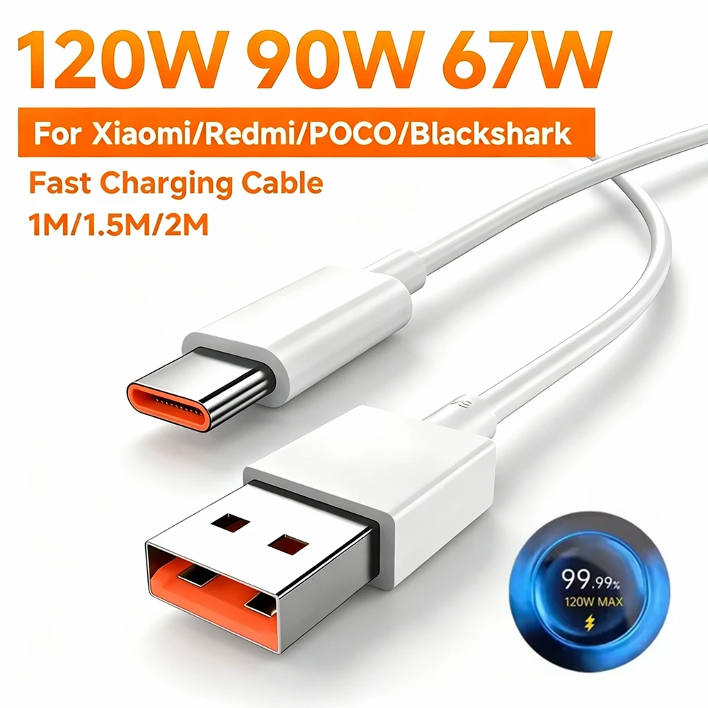 120W 6A Turbo Fast Charging Type C USB Cable For Xiaomi 11 12 13 14 15 17 Redmi Note 11T 12 13 14 15 Pro POCO F6 F7 X5 X6 X7 Pro