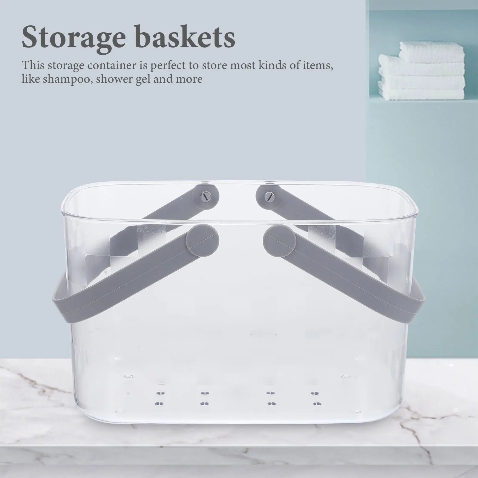 

Large Plastic Shower Basket Drainage Storage Container Portable Organizer Bathroom Basket Handle Plastic Baskets