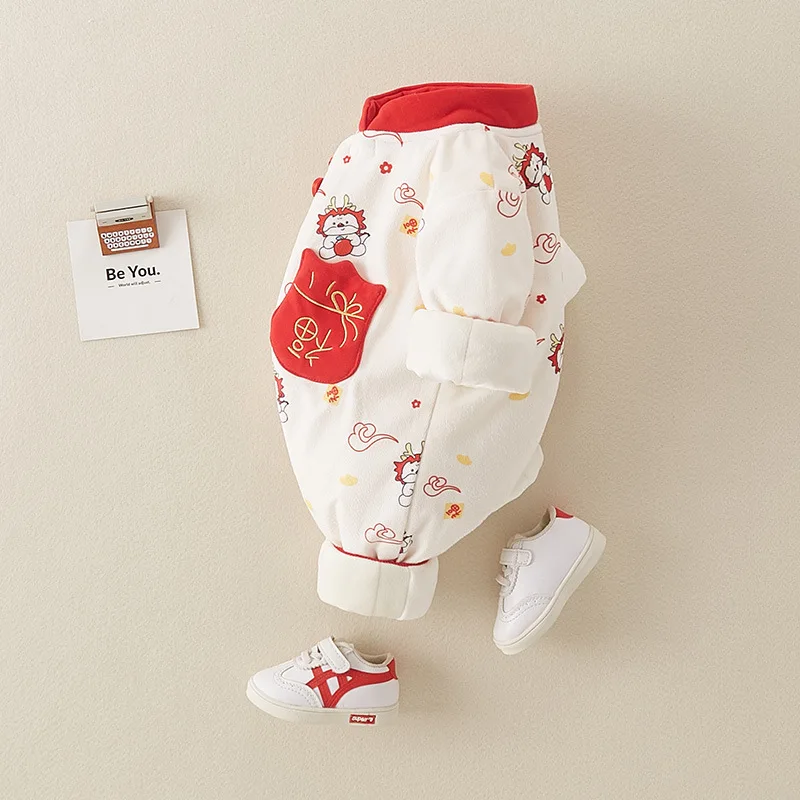 Newborn Autumn Winter Style Boys and Girls Double Layer Cotton Padded Romper Baby Full Moon Hundred Days Birthday Outfit Crawlin