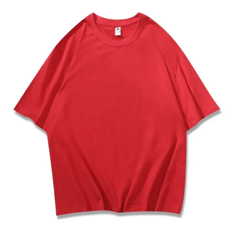 Plus Size DIY Advertising Shirt Short-sleeved Versatile Round-neck Solid-color Cotton T-shirt Loose Shoulder Design Customizable