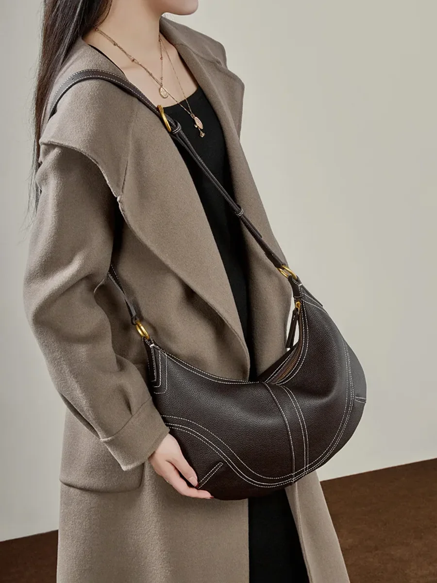 Cow Leather Soft Leather Minimalist Crossbody Bag for Women Female Luxury Fashion Handbag Shoulder Bag Dumpling Bags