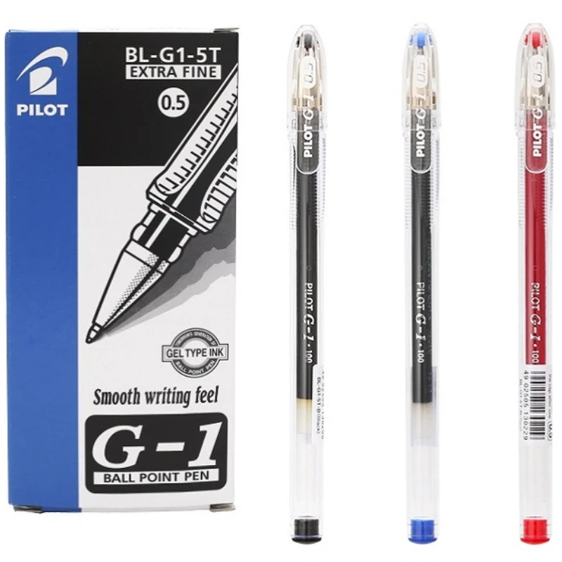 

Гелевая ручка PILOT BL-G1, гелевая ручка большой емкости, 0,5 мм, быстросохнущая, черная, красная, синяя чернила, школьные и офисные фирменные канцелярские принадлежности