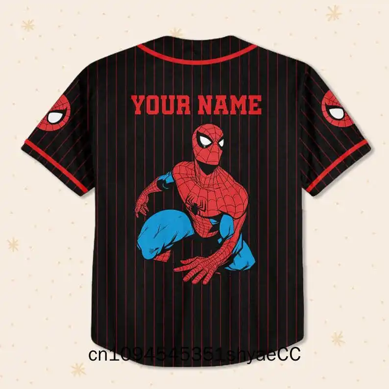 Personalize Disney Amazing Spider Man Black Striped, Custom Kids, Youth, Adult Disney Baseball Jersey, Birthday Gift For Fans Fa