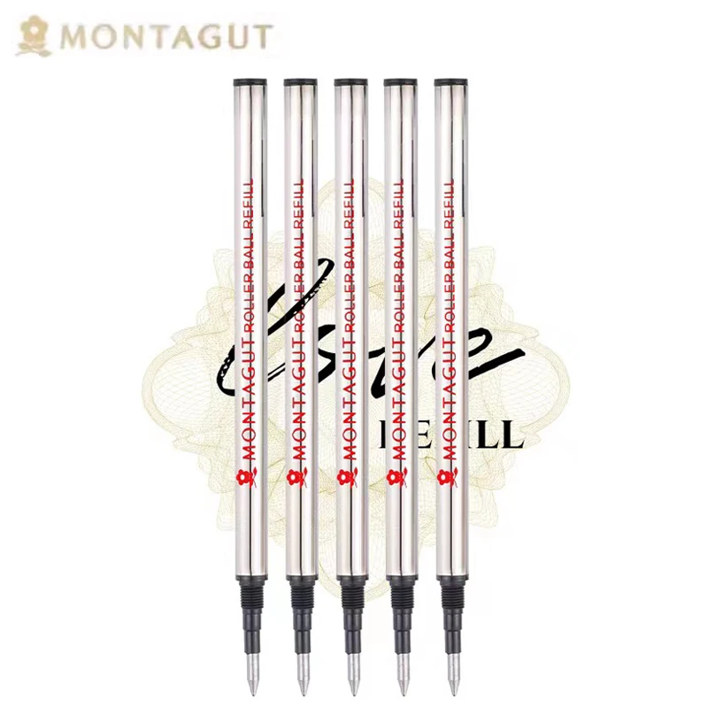 Montagut Lots Of 5 Pcs Roller Ball Pen 0.5mm & 0.7mm Refill Exquisite Black Ink & Blue Ink Red Ink For Choice Business