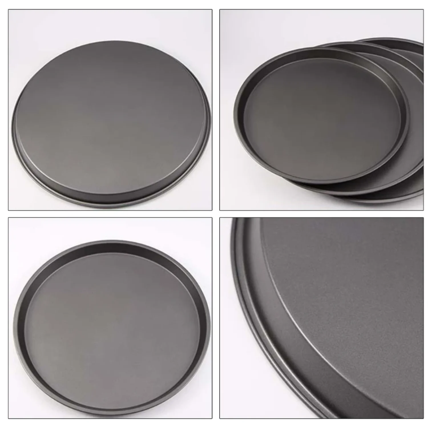 9/10/11/12-Inch Non-Stick Pizza Pan Carbon Steel Pizza Oven Tray Shallow Round Pizza Plate Pan Roasting Tin Baking Drop shipping