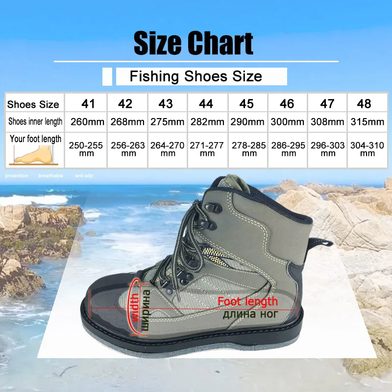 Men Fishing Shoes Wading Fishing Boots Felt or Rubber Sole Hunting Hiking Upstream River Reef Rock Fishing Shoes High Top Boots