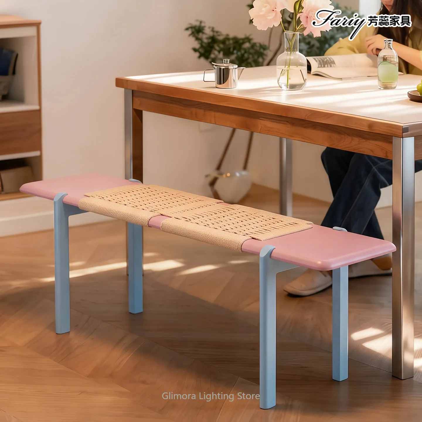 Vintage High-Appearance Solid Wood Long Bench, 2026 New Mid-Century Dining Stool for Home