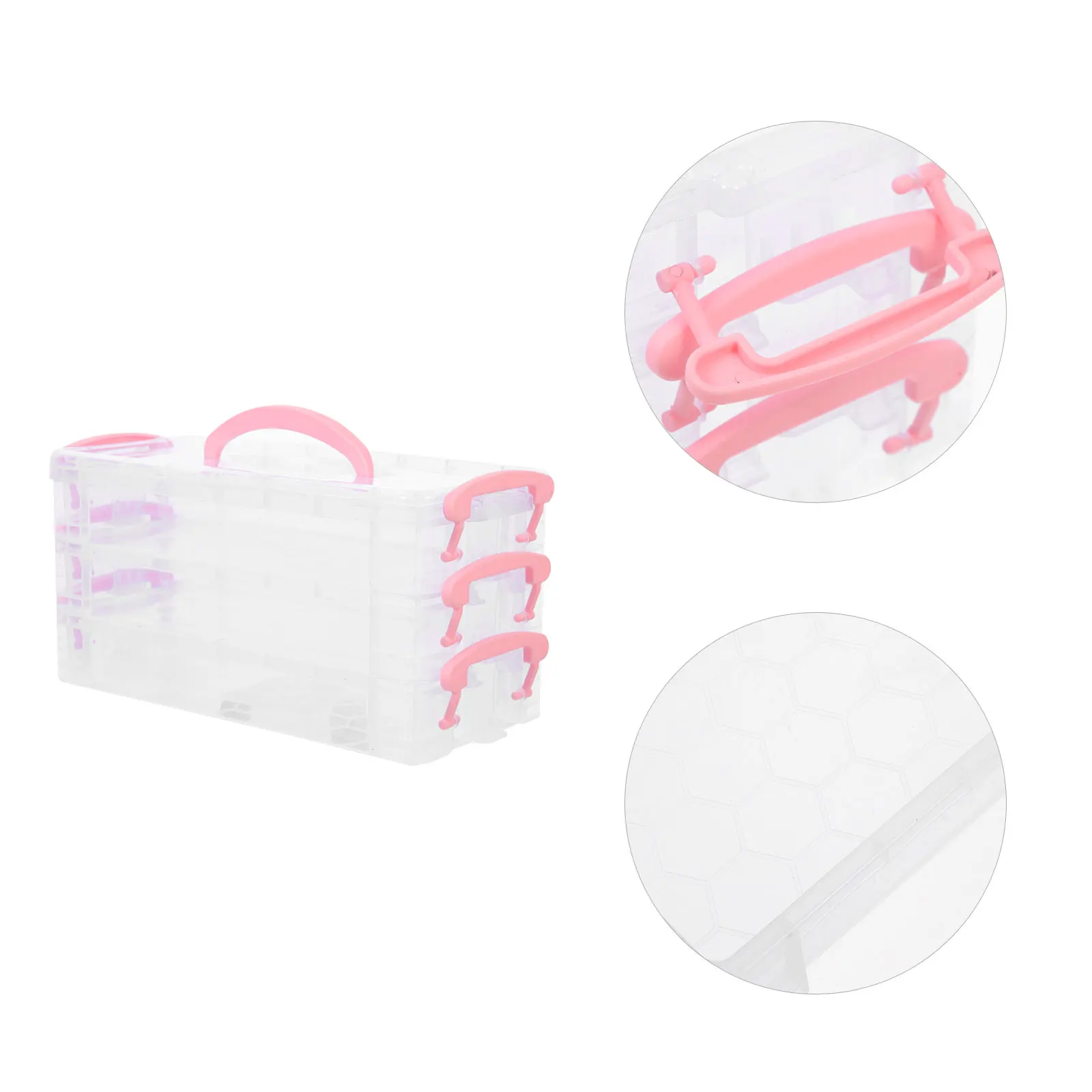 

1 Set Stackable Plastic Pencil Case 3 Layers Large Capacity Transparent Pen Box Storage Organizer For Students Office Use