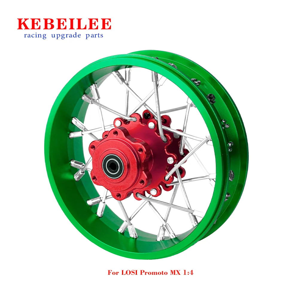 KEBEILEE CNC Aluminum Rear Wheel V2 For LOSI Promoto MX motorcycle  1:4 Green