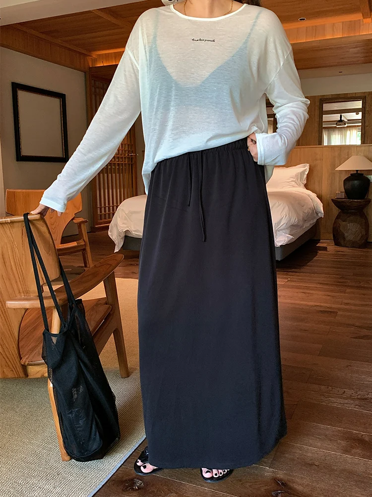 

Lin Da Hui Mod f-length Skirt Women's Loose Thin Sle Summer New plus Size Curvy Women Ele Long Skirt