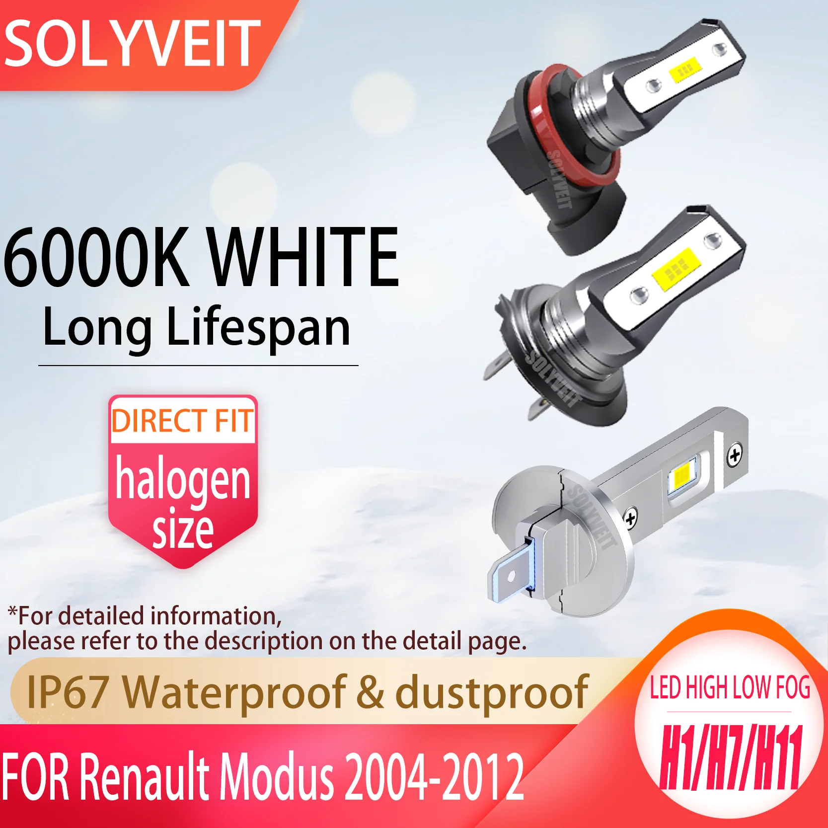 

New upgrade prioritizes 6000K excellence and ease LED High Lo Fog FOR Renault Modus 2004 2005 2006 2007 2008 2009 2010 2011 2012