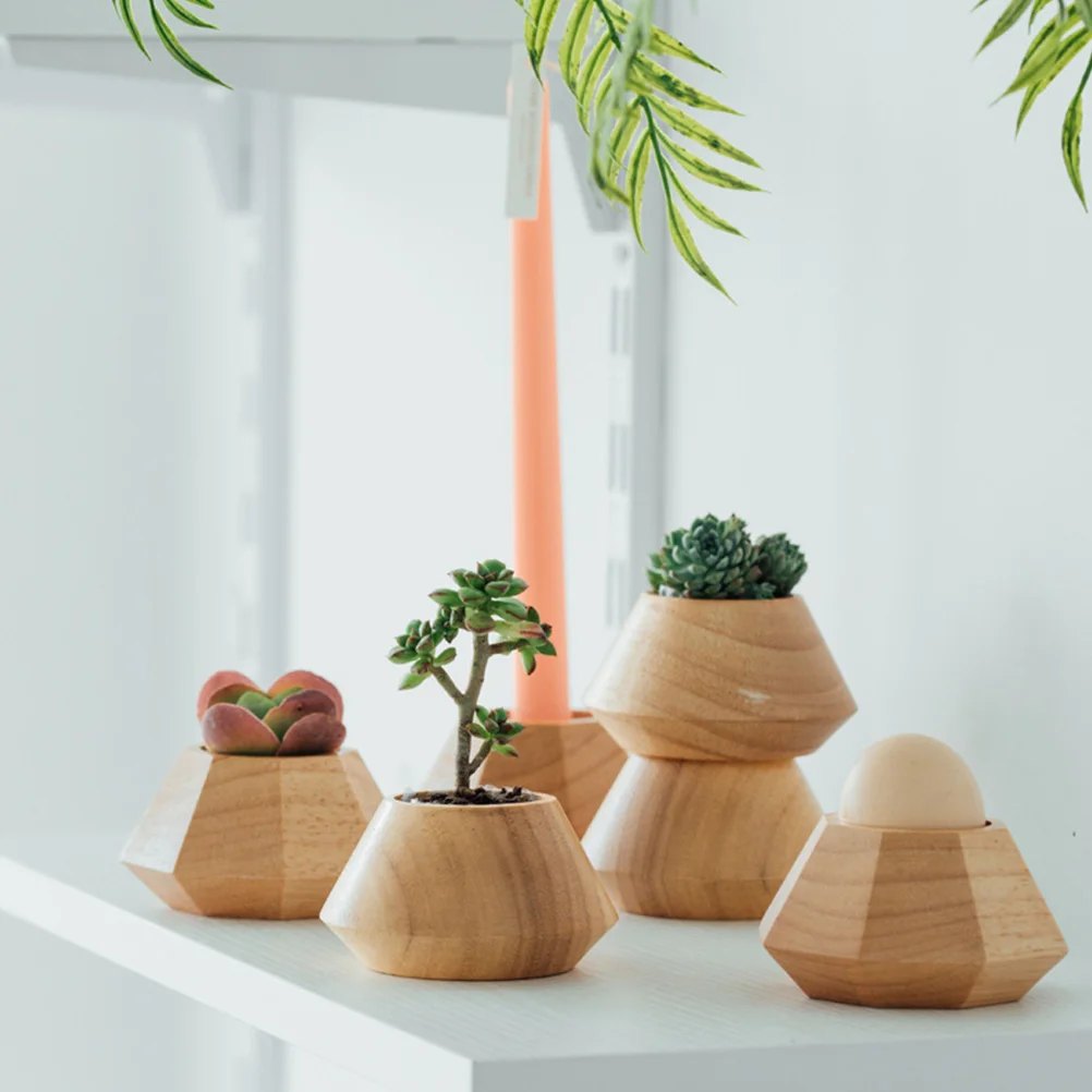 

2pcs Wooden Flower Pots Succulent Planters Indoor Outdoor Balcony Garden Decor Japanese Style C Holders Rustic Boxes Kitchen