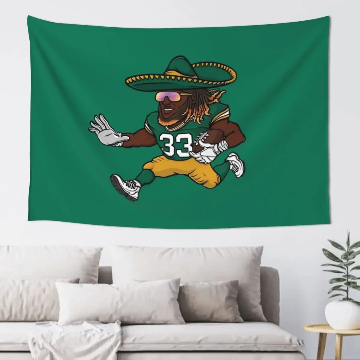 

Aaron Jones Green Bay Packers Sombrero Tapestry Cute Room Decor Home Decoration For Bedroom Room Aesthetic Tapestry