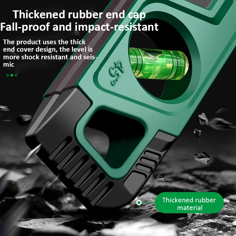 ไม้บรรทัดระดับแม่เหล็กขนาดเล็กสามฟองเกจแนวนอนความแม่นยําสูง 0 °   /45 °   /90 °    เกจวัดระดับกันกระแทก 225 มม