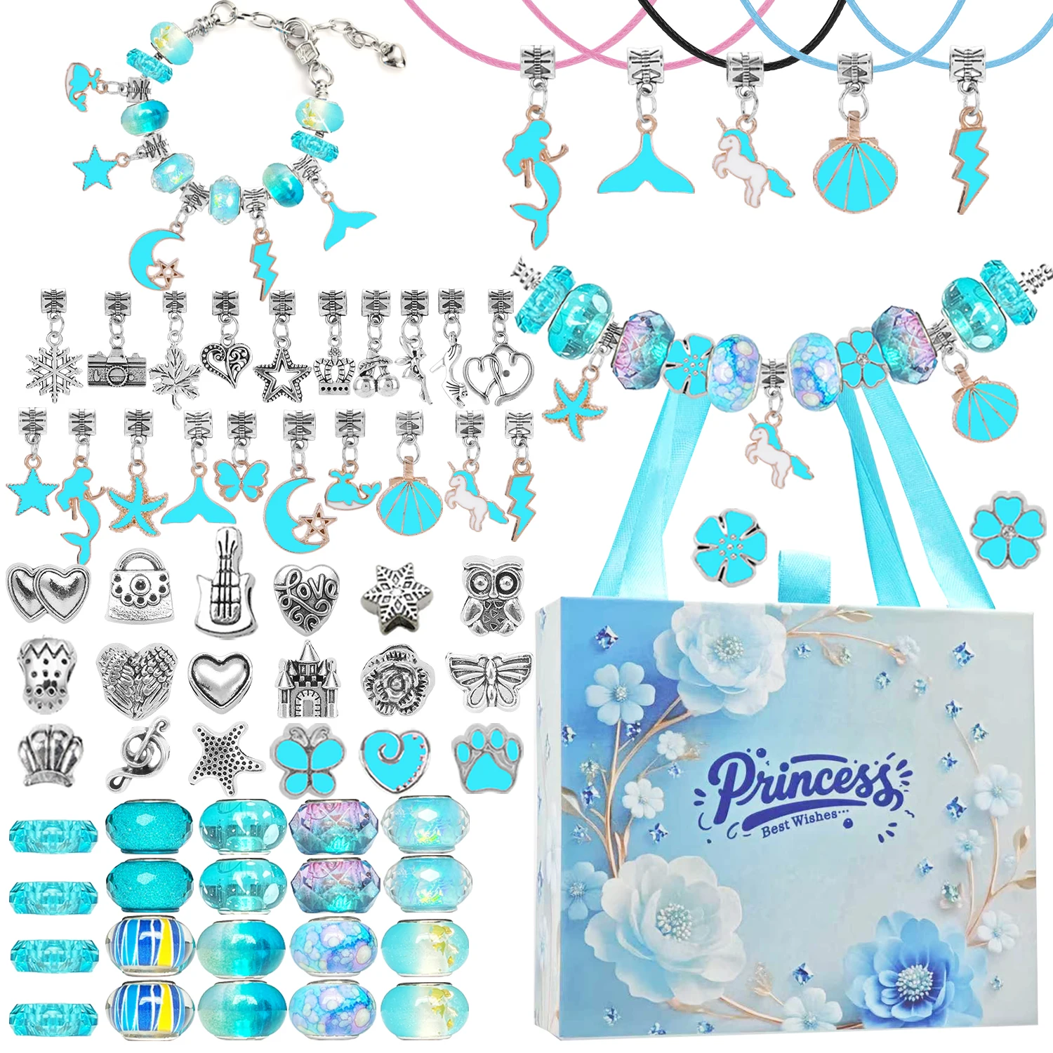 Il nuovo kit per l'artigianato di gioielli a tema blu da 67 pezzi è perfetto per l'artigianato di compleanno, Natale e set di gioielli di Capodanno 2026