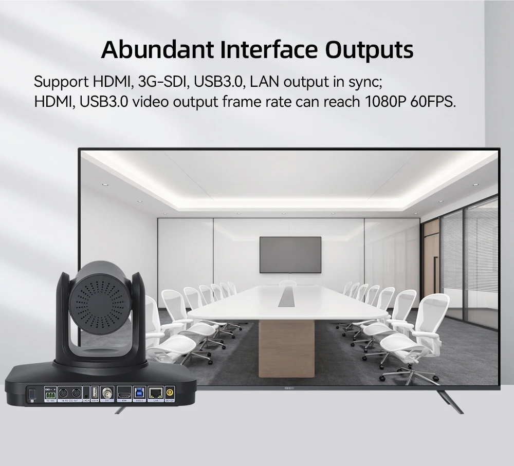 كاميرا مؤتمرات الفيديو JJTS HD43DA HD 1680P، زووم بصري 20X، تتبع AI، تأطير تلقائي