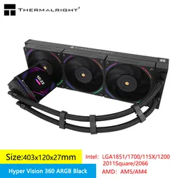 Thermalright Hyper Vision 360 ARGB All -in -one water cold radiator，3.95 inches can rotate the LCD display, LGA1851/1700/AM5/AM4