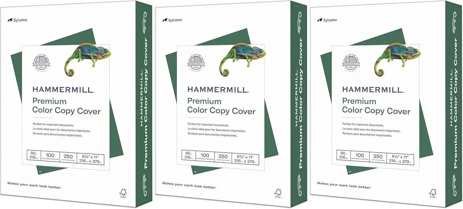 

Cardstock 80 lb 8.5 x 11 Premium Color Copy Paper, 100 Bright, 250 Sheets Per Pack, 3-Pack, Made in USA, Acid-Free