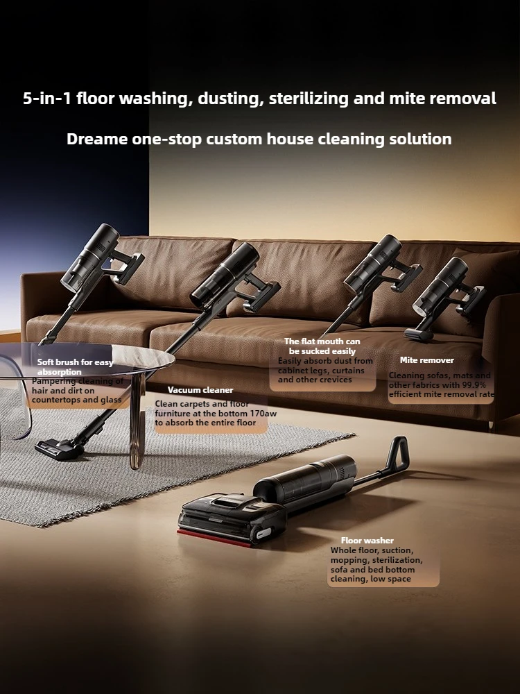 شحن مجاني Dreame 5-in-1 جهاز تنظيف الأرضيات بذراع ميكانيكي T50Mix مكنسة كهربائية، إزالة العث، لا بقع مائية، لا انسداد، #3