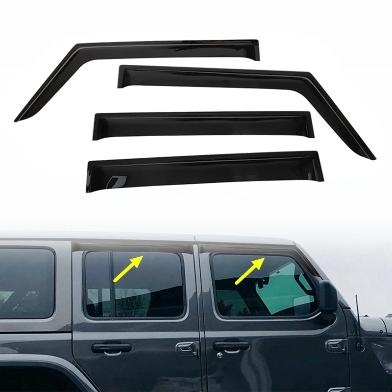 Side Window Deflector Weather Shield Shelters Wind Rain Shade Visor Guard For Jeep Wrangler 2/4 Door JK 2007-2018 JL 2018-2022