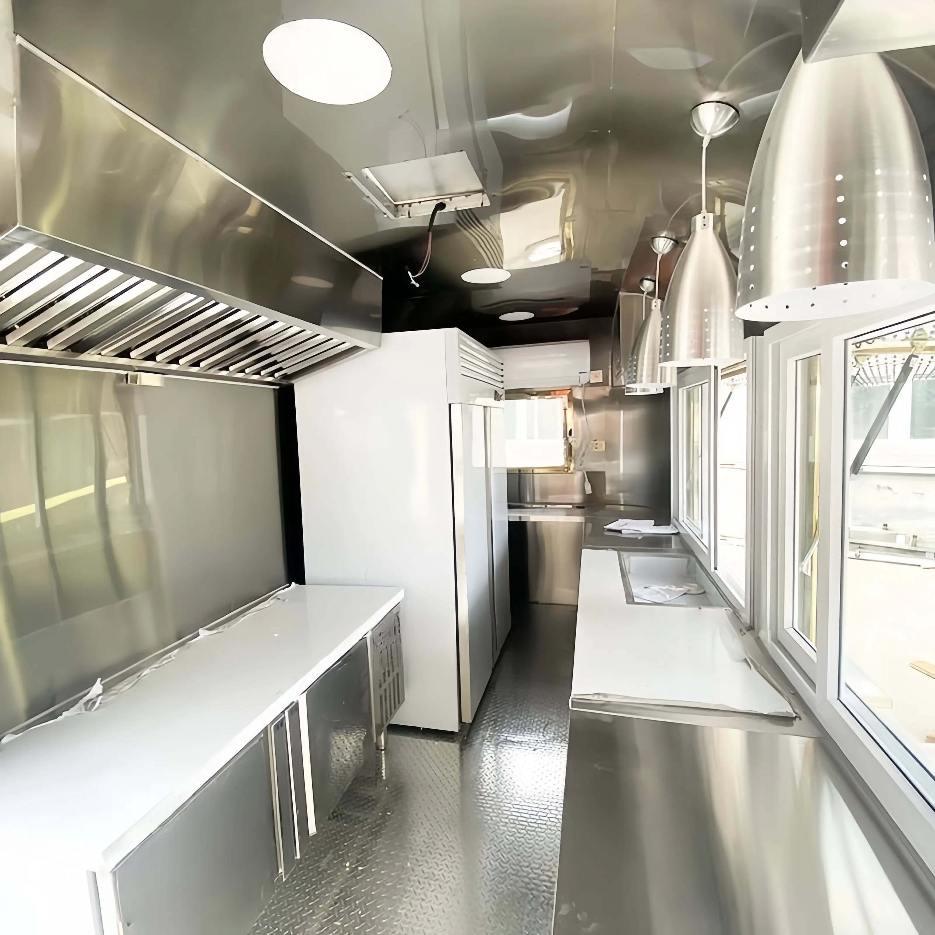 Portable Outdoor Food Truck Trailer Crepe Pizza Food Truck Beverage Hotdog Cart Square Food Van Juice Bar