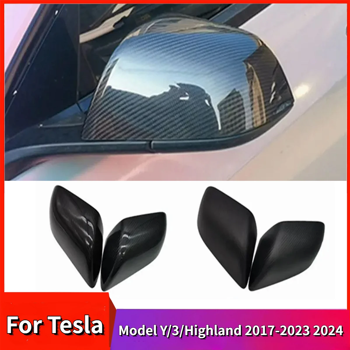 

Car Rear View Mirrors Cover for Tesla Model Y/3/Highland 2017-2023 2024 Side Door Rearview Mirror Guard Protector Cover Body Kit