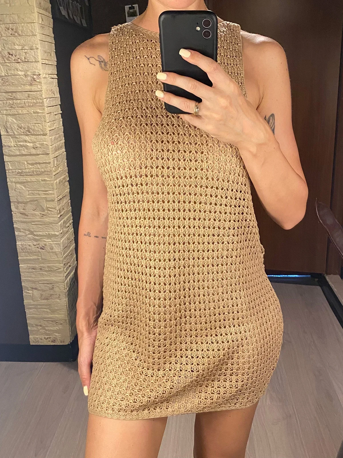 

2025 Sexy Backless Cut Out Crochet Knitted Tunic Beach Cover Up Cover-ups Beach Dress Beach Wear Beachwear Female Women V5461