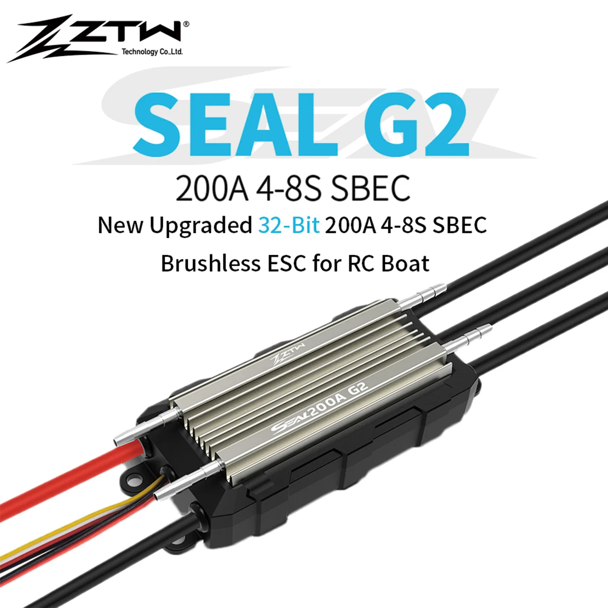 ZTW-sello mejorado de 32 bits G2 200A 4-8S SBEC 6/7.4/8.4V 10A, Control de velocidad bidireccional impermeable para propulsor submarino de barco RC