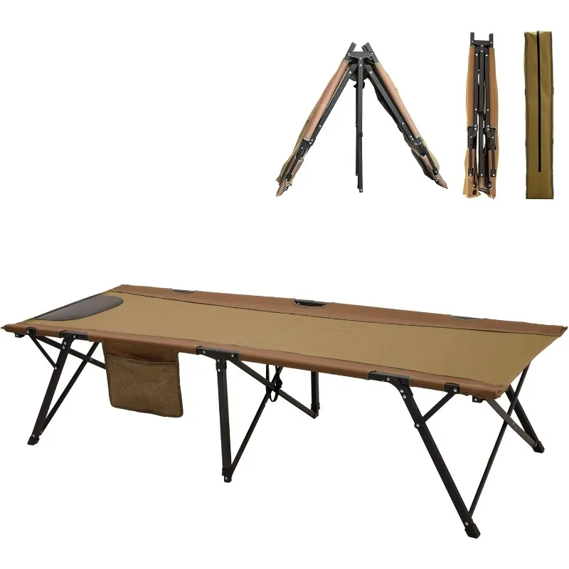 

Portable Folding Camping Cot High Off Ground, Outdoor Sleeping Cots for Adults Heavy Duty, Easy Set up