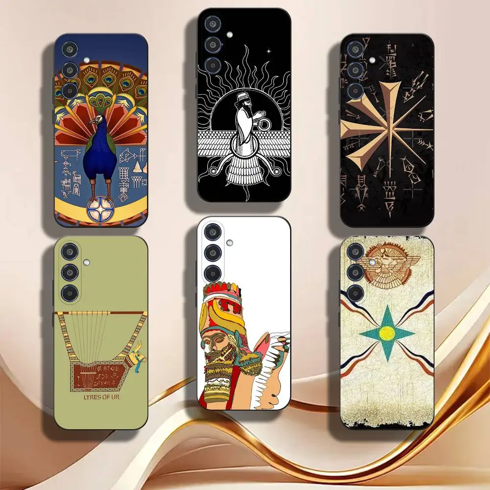 Assyrian Colossal Lamassu Flag Phone Case For Samsung Galaxy A12 13 Note 10Pro 20Ultra A20 21 30 31 40 41 A71 72,Matte SoftCover