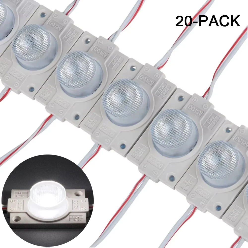 

20pcs Led Module Light 12V for Light Box Car Contour Advertisement Design Sign Backlight Shop Banner Waterproof IP65 Cool White