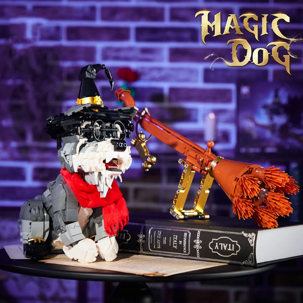

Idea Animals Block Construction Sets Magic Dog Model Sets Toys Building Brick Wizard Schnauzer Collection With Light For Gift