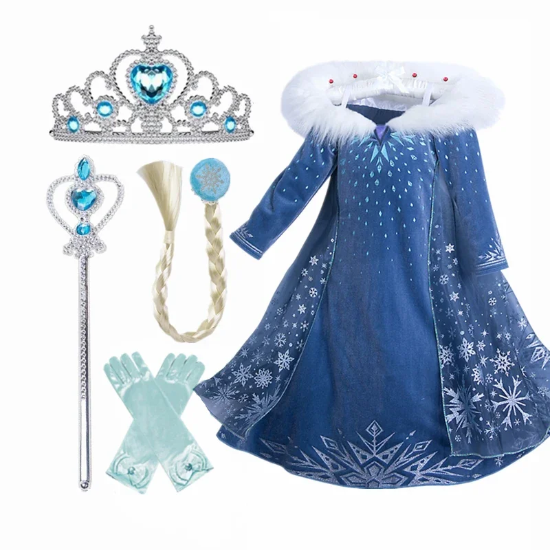 Elsa 2 Dress for Girls Snow Queen Dress Princess Costume Halloween New Year Cosplay Clothing Anna Elsa Dress 4-10T Kids Dresses