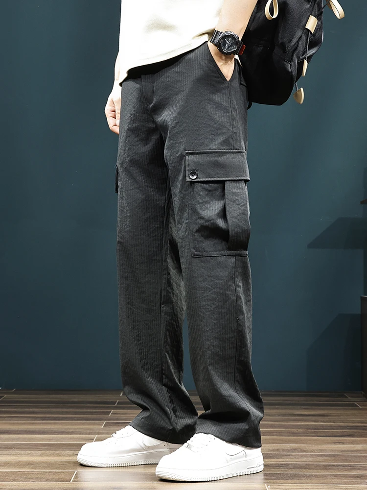 

Летние уличные брюки Qui Dry, мужские свободные прямые тонкие повседневные брюки, дышащие удобные легкие модные рабочие брюки