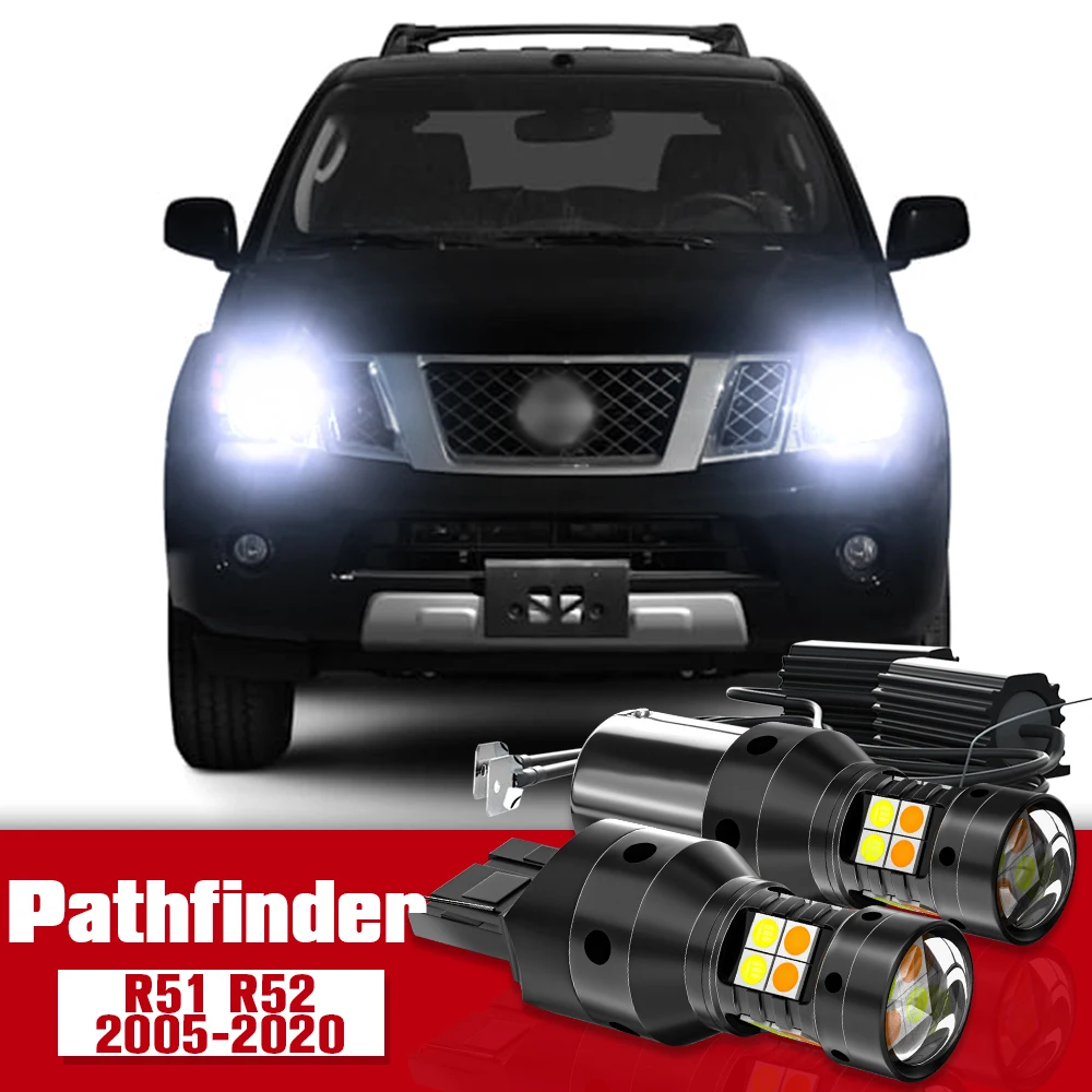 

2pcs LED Accessories Dual Mode Turn Signal+Daytime Running Light DRL For Nissan Pathfinder R51 R52 2005-2020 2012 2013 2014 2015