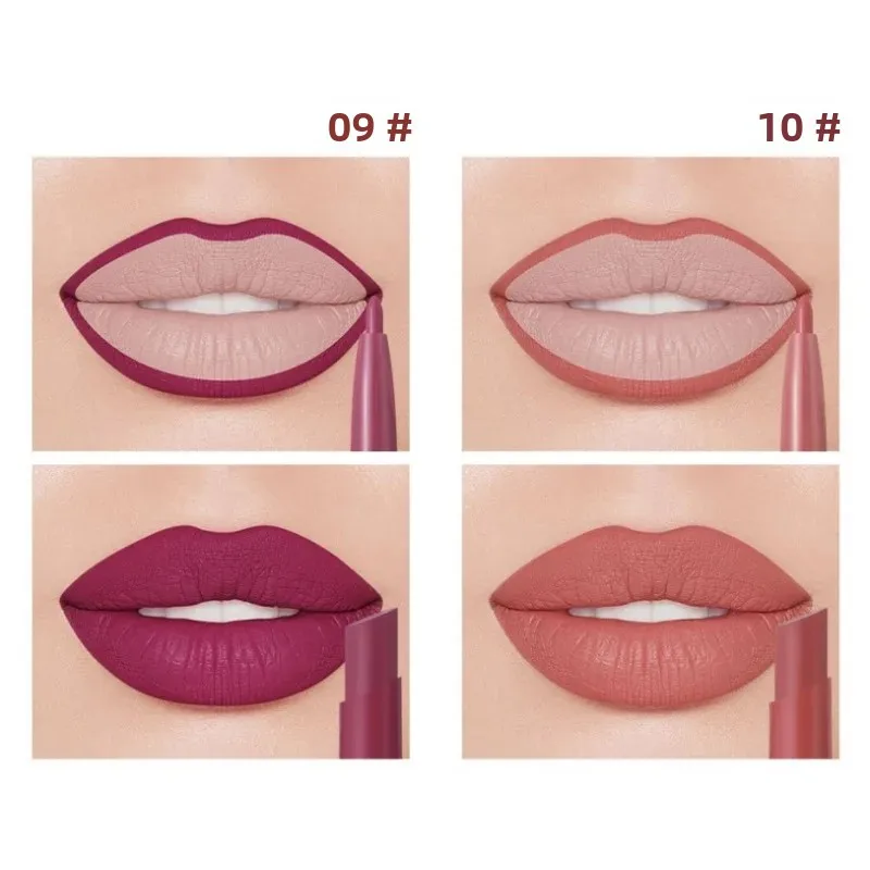 Dubbele kop matte lipliner potlood 2-in-1 langdurige waterdichte naakt rode lippenstift fleuren omtrek make-up stick
