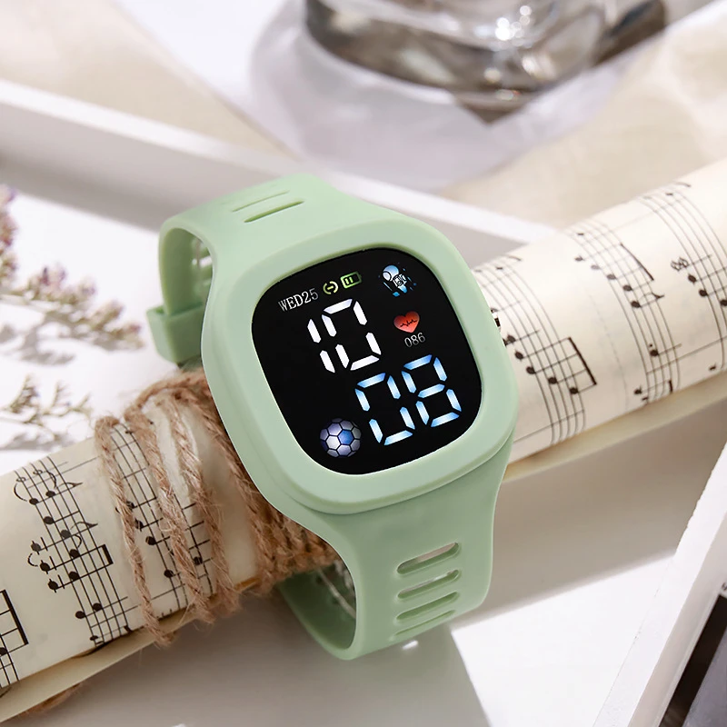 남녀공용 야외 스포츠 시계, 전자 시계, LED 디지털 시계, 실리콘 스트랩, 생활 방수 학생 손목 시계
