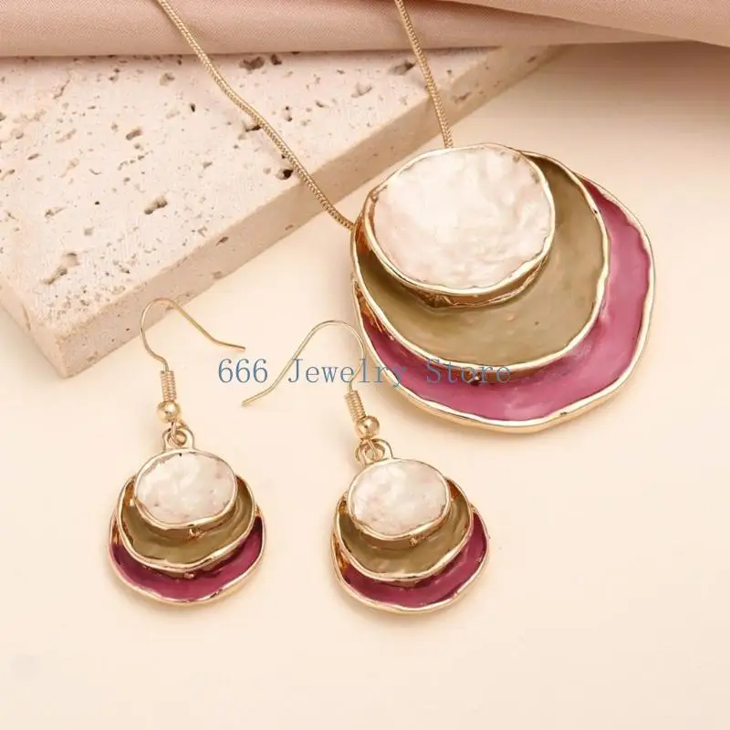 F2TD Flower Jewelry Set Chain Necklace Women Office Wear Accessories Suitable for Business Meetings and Social Gatherings