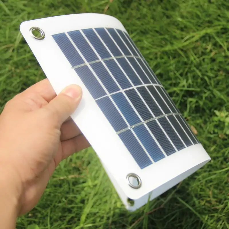 18V 10W Polycrystalline Solar Panel Charger Transparent Semi-flexible Solar Cell Mdule with Clips for 12V Battery  Charging