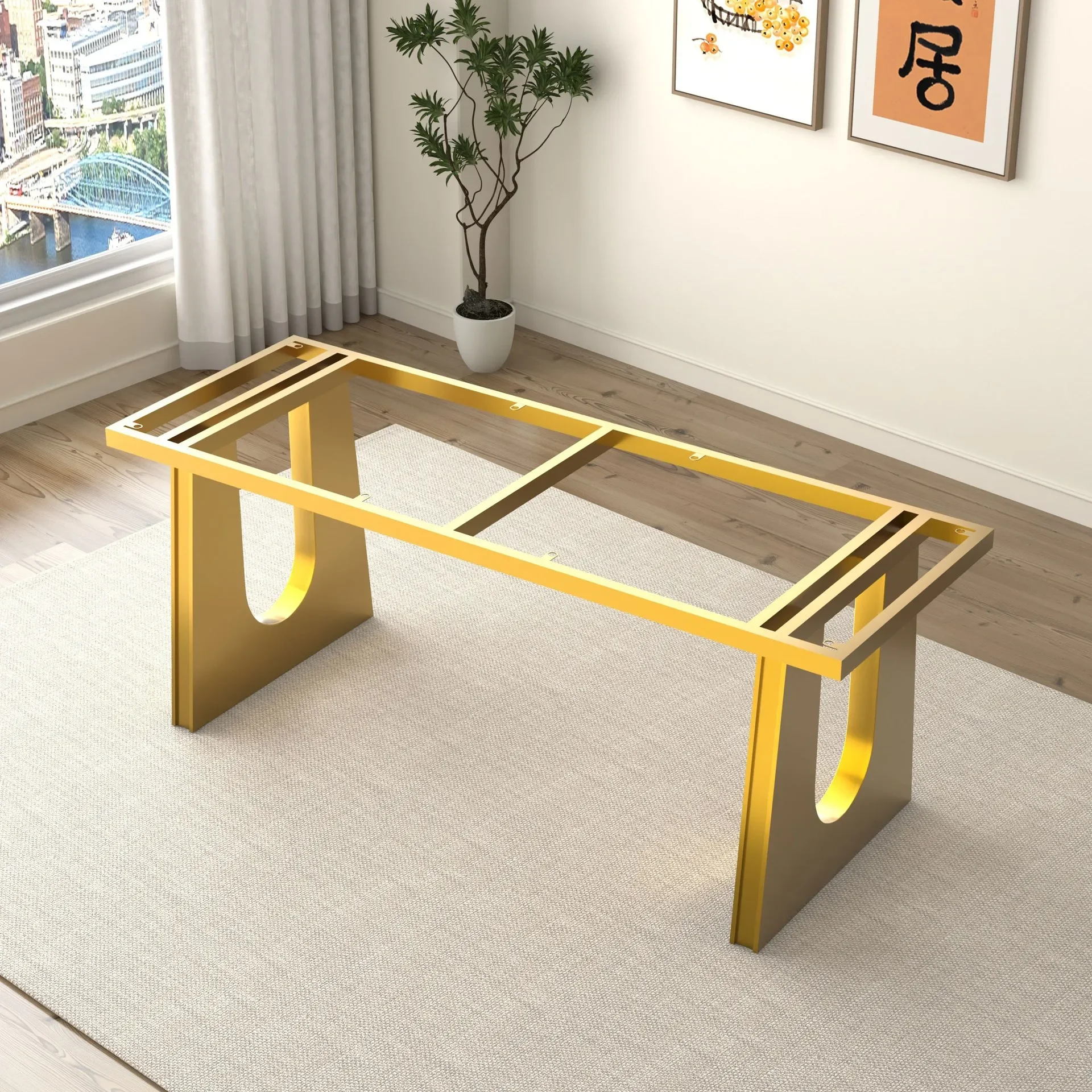 Retro Massivholz Beinhalterung Felsplatte Luxus Stein Esstisch Basis Fuß Tee Schreibtisch Desktop Stütztisch Stativ