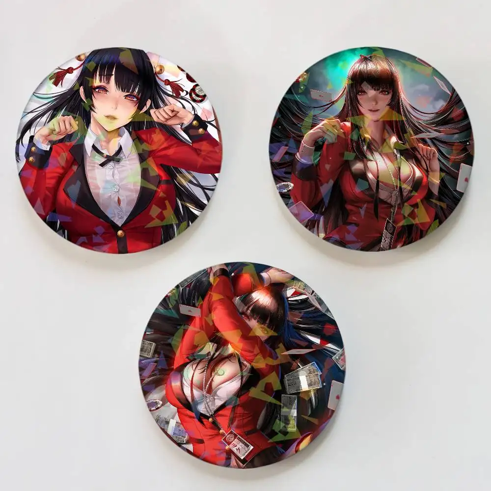 Anime Y-Yumeko Jabami Laser Button Pins Backpack Clothing Decor Brooch Fiction Badge Jewelry Gifts