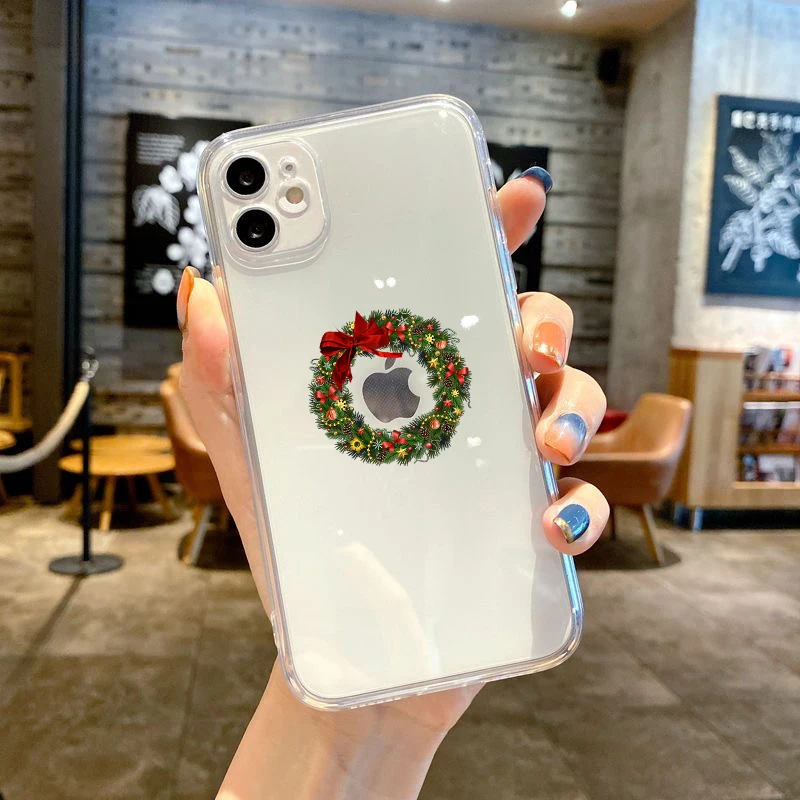 Funda de teléfono de regalo de Año Nuevo de dibujos animados de Navidad para iPhone 17 16 15 11 12 14 13 Pro Max Mini X XS XR 7 8 Plus SE 16E cubierta a prueba de golpes