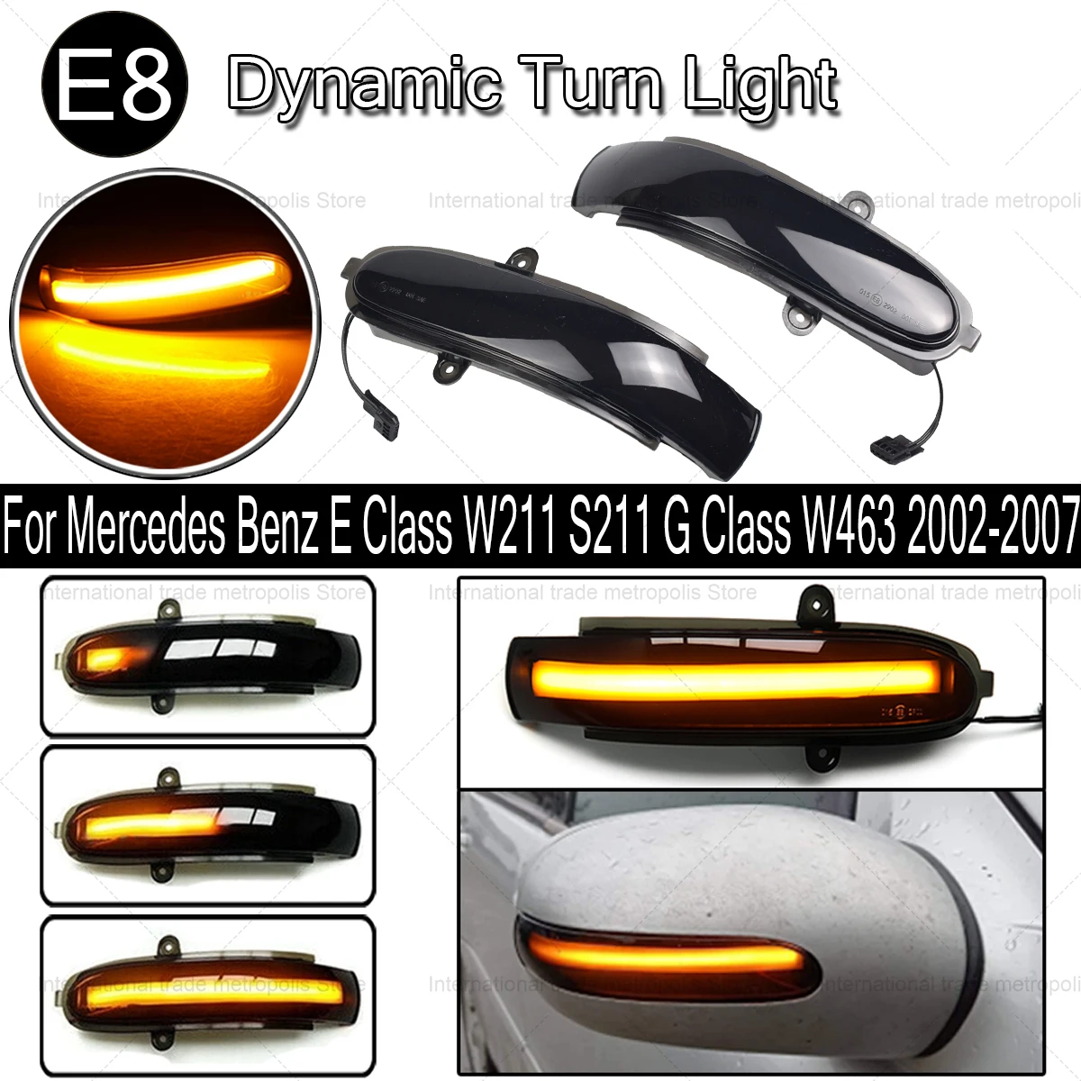 For Mercedes Benz E Class W211 S211 Rearview Mirror Indicator Repeater Lamp LED Dynamic Turn Signal Light 2002-2007 G Class W463