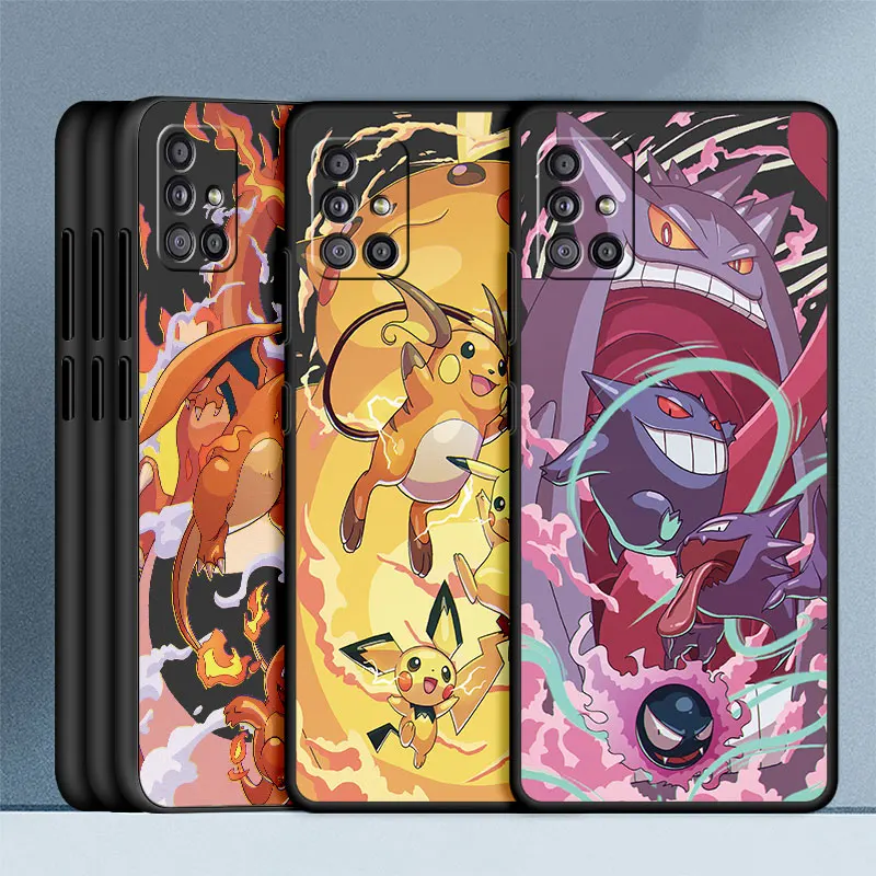 Pokemon P-ikachu Cool Gengar Phone Case For Samsung Galaxy A22 5G A32 A33 A14 A12 A52 4G A23 A72 A11 A13 A50 A24 siliconans cove