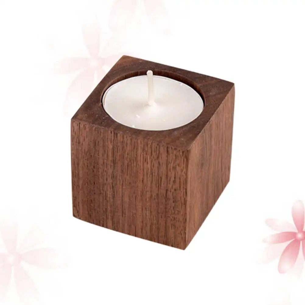 

2pcs Solid Wood Candlestick Ornaments Creative Desktop Decoration Tealight Stand Wooden Holder Practical