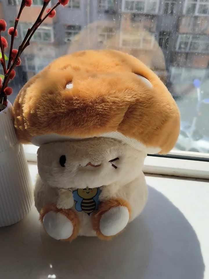 Bumblebee Mushroom Baby Plush Toy - 12-inch Adorable Healing Plushie, Cute Fungus Character Doll, Soft Stuffed Animal Gift