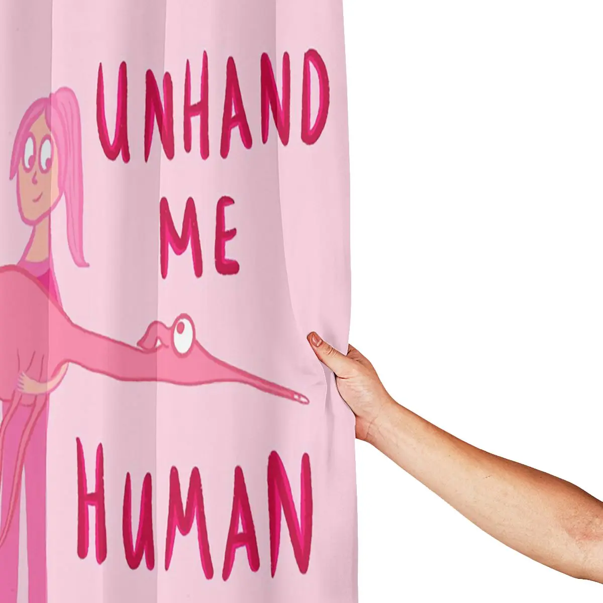 Unhand Me Human Shower Curtain Bathroom Polyester Waterproof Bath Curtains with Hooks