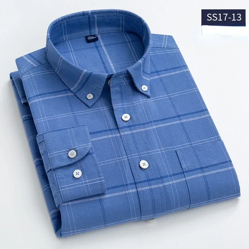 

Новинка 2026, весенне-осенняя новая мужская повседневная тканая рубашка из чистого хлопка с длинными рукавами, деловая повседневная молодежная рубашка
