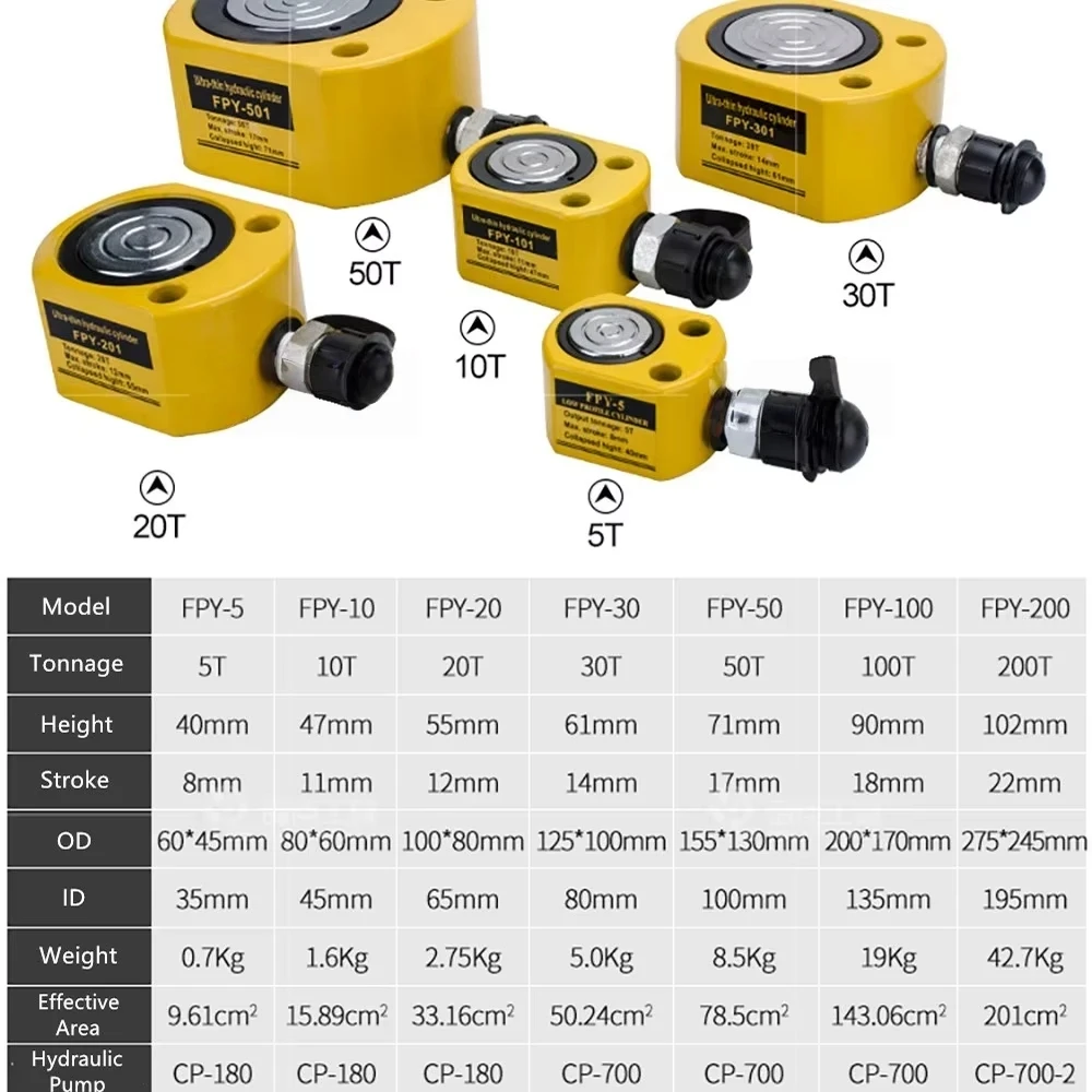5T Ultra-Thin Portable Hydraulic Lifting Jack Separate Booster Hydrocylinder Oil Cylinder for Industrial Use