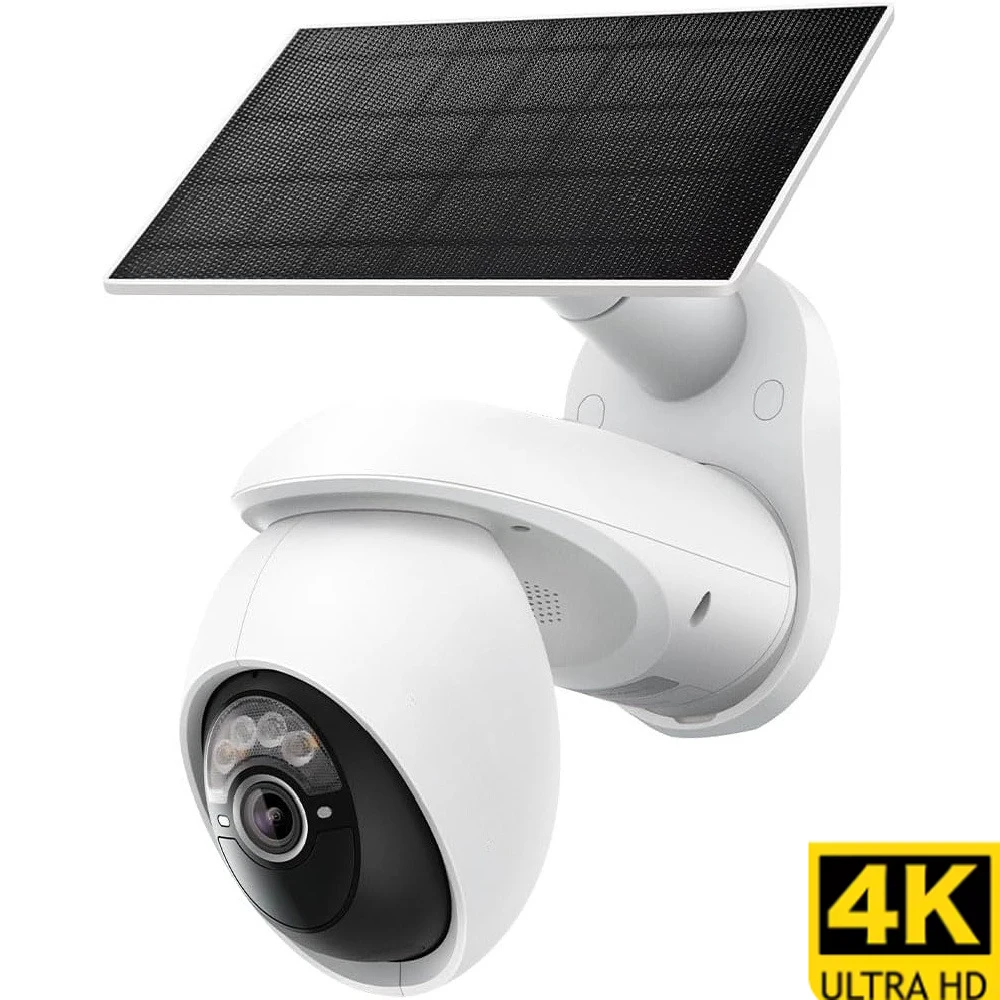 4K Outdoor Pan/Tilt Wireless Security Camera Battery with Solar Charging 360° Motion Track 24/7 Capture Person/Vehicle Detection